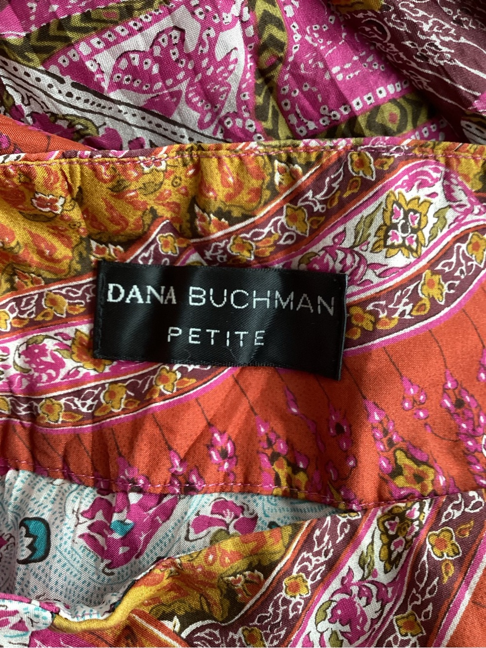 Dana Buchman Silk Pink and Gold Patchwork A-Line Midi Skirt - Picture 6 of 10